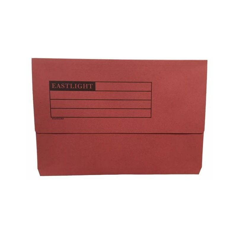 Document Wallet Manilla Foolscap Half Flap 250gsm Red (Pack 50) - Red - Valuex