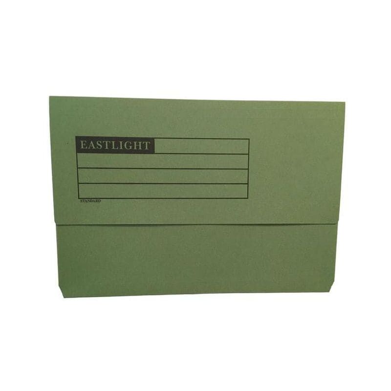 Document Wallet Manilla Foolscap Half Flap 250gsm Green (Pack 50) - Green - Valuex