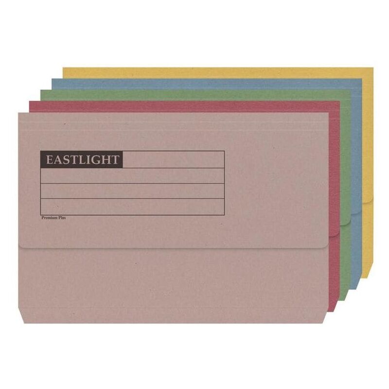 Image of Document Wallet Manilla Foolscap Half Flap 285gsm Assorted (Pack 5 - Assorted Colours - Valuex