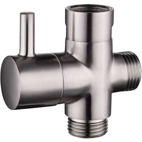 Valve 3 voies en laiton massif G1/2" Douchette Composants de Douche Raccord universels,Nickel brossé DSF007NA