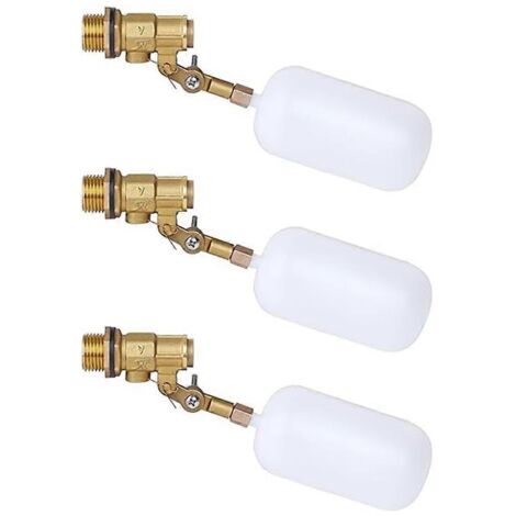 Valve à flotteur 1/2 pouce, valve à flotteur d'eau, arrêt automatique, pour réservoir d'élevage, remplissage d'aquarium (3 pièces)