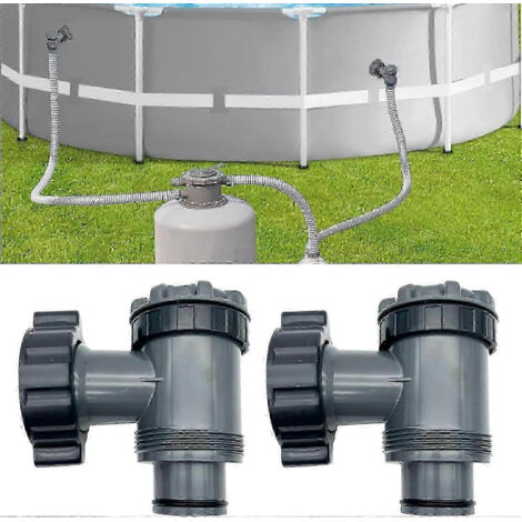 Valve d'entrée/sortie compatible avec les pompes de filtration pour piscines hors sol Coleman, Intex et Bestway, pièces de rechange pour pompes de piscine, pour tuyau de 1-1/2 pouce (2 Pa).