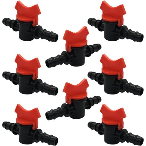 Valve goutte-à-goutte 1/2" avec interrupteur et raccord cannelé, adaptée à l'irrigation par aspersion (paquet de 8)