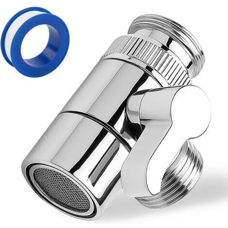 Valve Inverseur de Douche 3 Voies avec, Adaptateurs M22-M24 et G1/2, Salle de Bain et Cuisine, Vanne en Acier Inoxydable SUS304, Résistante à la Rouille, Étanchéité Améliorée