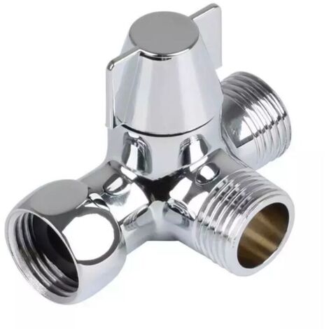 Valvola a 3 vie in ottone massiccio KZQ, valvola deviatrice a 3 vie, valvola deviatrice per doccia a 3 vie, valvola adattatore a T G1/2", per doccia, doccetta e deviatore per braccio doccia