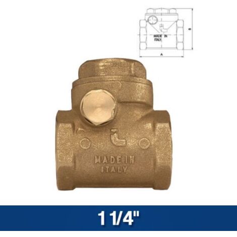 Valvola a clapet ottone 1 1/4 Forma A T mod. 1 1/4 ITAP