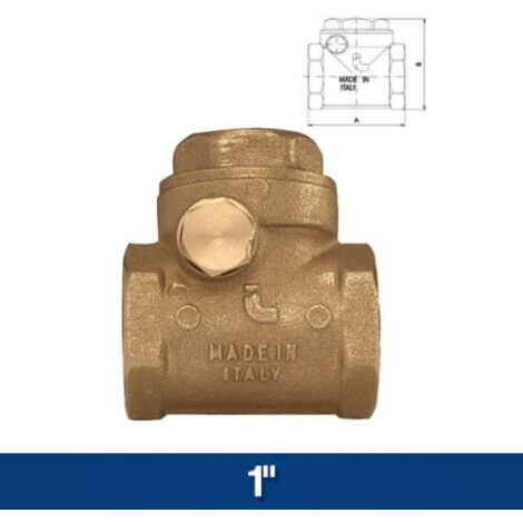 Valvola a clapet ottone forma A T 1 pollice ISO 228 ITAP