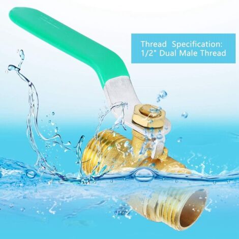 Valvola a sfera a 3 pezzi da 1/2 pollice, valvola di intercettazione a doppia filettatura in ottone, per impianti di acqua calda o fredda.
