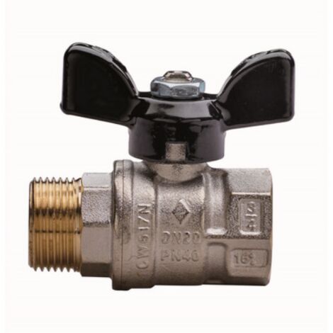 VALVOLA A SFERA A PASSAGGIO TOTALE FILETTATURA MF CON FARFALLA 1"  DN 25  PN 40 RB