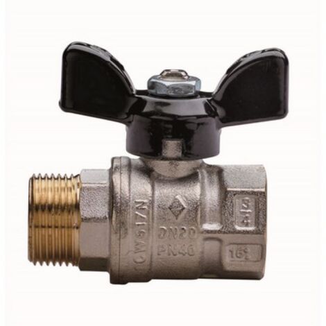 VALVOLA A SFERA A PASSAGGIO TOTALE FILETTATURA MF CON FARFALLA 3/4&quot DN 20