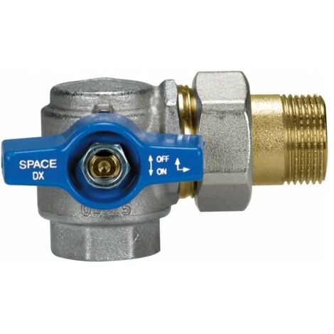 Valvola a sfera a squadra ø3/4" per collettore con presa frontale SPACE – flusso verso DX 2071B405