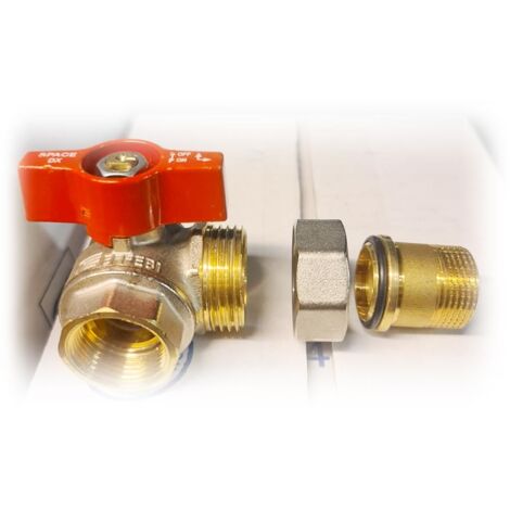 Valvola a sfera a squadra in ottone con verso destro a presa frontale modello space 3/4" EFFEBI