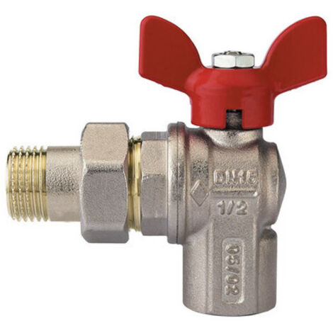 VALVOLA A SFERA A SQUADRA PER COLLETTORI CON FARFALLA ALLUMINIO ROSSA 1/2"  DN 15 RB
