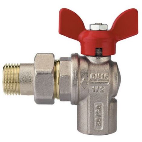 VALVOLA A SFERA A SQUADRA PER COLLETTORI CON FARFALLA ALLUMINIO ROSSA 1&quot  DN 25