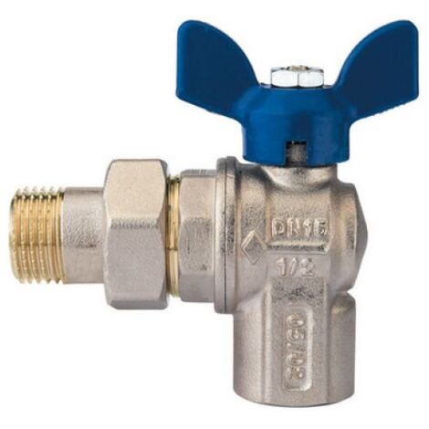 VALVOLA A SFERA A SQUADRA PER COLLETTORI CON FARFALLA IN ALLUMINIO BLU 1&quot  DN 25