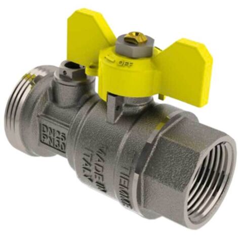 VALVOLA A SFERA DIRITTA POST-CONTATORE CON PRESA PRESSIONE TIEMME 1""1/4 M x 1""F