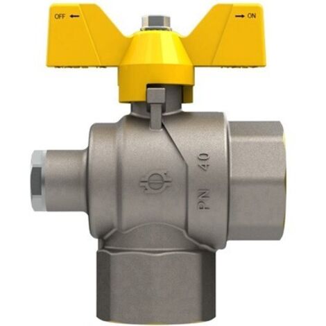 VALVOLA A SFERA GAS A SQUADRA FF CON FARFALLA E ATTACCO PRESSIONE 3/4" x 3/4" DN 20