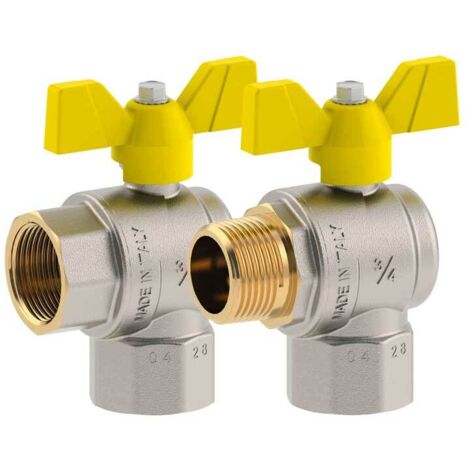VALVOLA A SFERA GAS A SQUADRO CON FARFALLA IN ALLUMINIO FIV 1/2""F/F - DN15