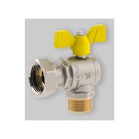 "VALVOLA A SFERA GAS A SQUADRO M/F CON DADO GIREVOLE E FARFALLA ALLUMINIO FIV 1""""M x 1""""1/4G DN25"