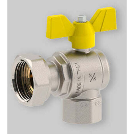 Valvola A Sfera Gas Ad Angolo F/F Con Dado Girevole E Farfalla Alluminio Fiv 1" X 1"1/4