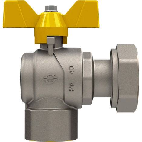 Valvola A Sfera Gas Ad Angolo F/F Con Dado Girevole E Farfalla Alluminio Fiv 3/4" X 3/4"