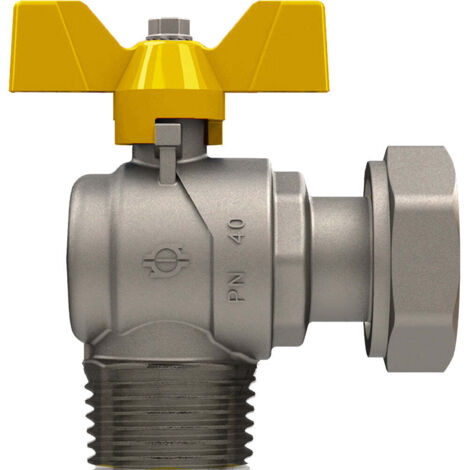Valvola A Sfera Gas Ad Angolo M/F Con Dado Girevole E Farfalla Alluminio Fiv 1/2" X 3/4"