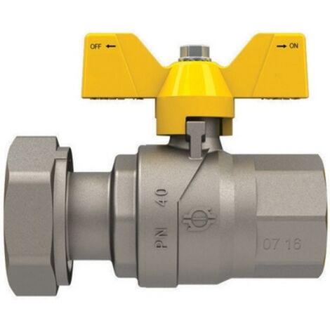 VALVOLA A SFERA GAS CON FARFALLA FUTURGAS FEMMINA-DADO GIREVOLE- 3/4 x 1  DN 20- FIV- pezzi 1
