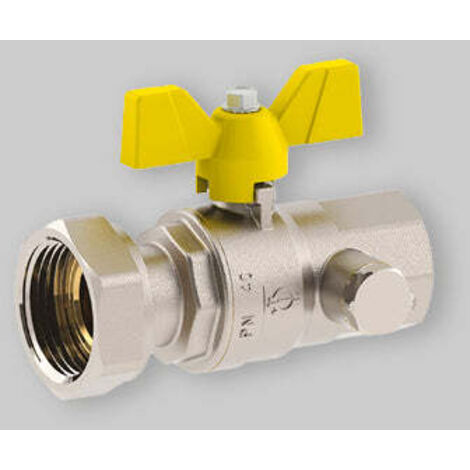 "VALVOLA A SFERA GAS F/F CON PRESA PRESSIONE DADO GIR. E FARFALLA IN ALLUMINIO FIV 1""""F x 1""""1/4G -DN25"