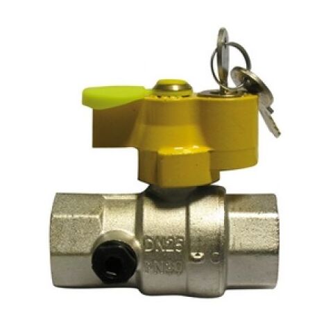 VALVOLA A SFERA GAS FF CON SERRATURA E PRESA PRESSIONE 1&quot