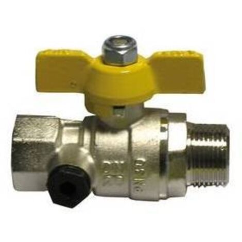 VALVOLA A SFERA GAS FM CON FARFALLA GIALLA 3/4" DN 20