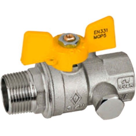 Valvola A Sfera Gas M/F Con Presa Di Pressione Farfalla Alluminio Bugatti 3/4" Dn 20