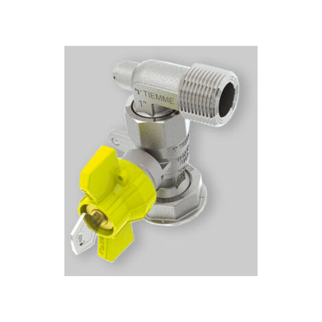Valvola A Sfera Gas Post- Cont. Ad Angolo Con Chiave Colleg. Diretto Al Contatore Tm 1" M X 1"1/4