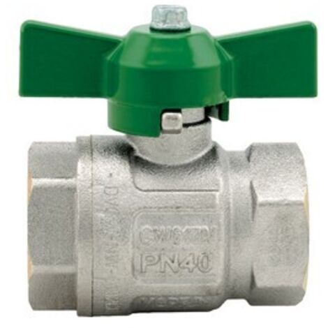 VALVOLA A SFERA IDEAL DVGW FF PASSAGGIO TOTALE CON FARFALLA 3/4" (DN 20) 40 bar / 580 psi