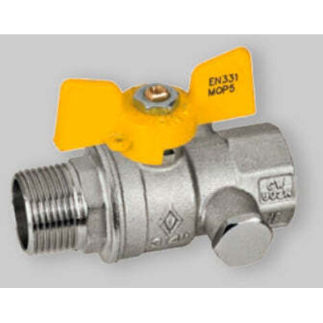 Valvola a sfera in ottone cromato con farfalla 1" gas BUGATTI