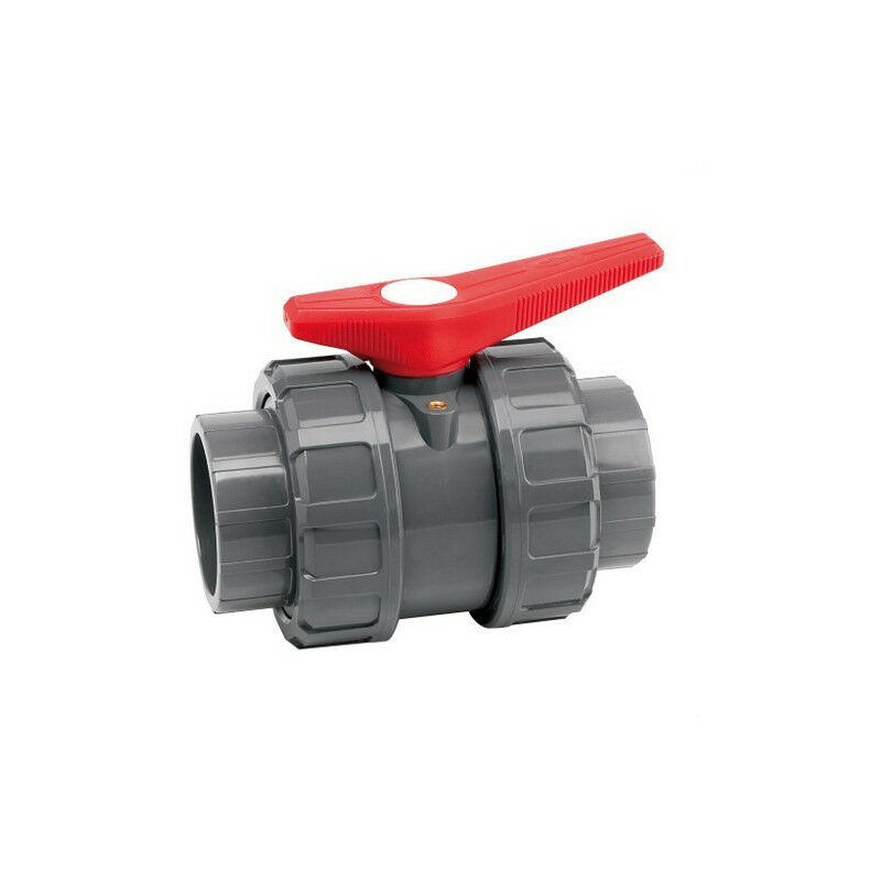 Valvola A Sfera In PVC Con Presa Adesiva - Rossa/Grigia, Per Acqua, Misure Da 20 A 50 Mm