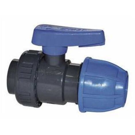 VALVOLA A SFERA MONOGHIERA IN PVC CON FIL. F/ GIUNTO A COMPRESSIONE 3/4 x 25 IRRIT