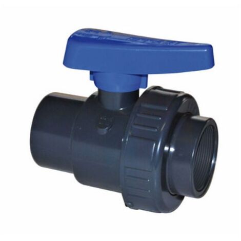 VALVOLA A SFERA MONOGHIERA IN PVC CON FILETTO FF 2&quot1/2