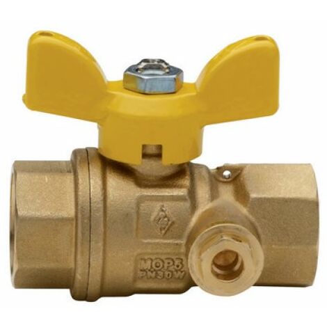 VALVOLA A SFERA PER GAS A PASSAGGIO TOTALE C/PRESA PRESSIONE FF 1&quot