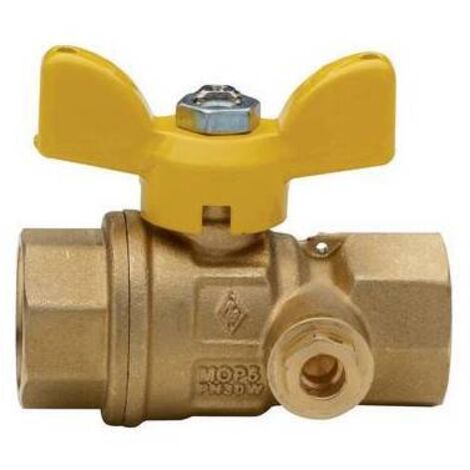 VALVOLA A SFERA PER GAS A PASSAGGIO TOTALE C/PRESA PRESSIONE FF Misura: 3/4"