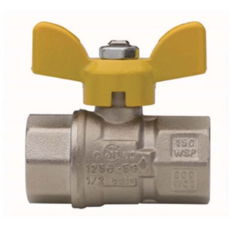 VALVOLA A SFERA PER GAS A PASSAGGIO TOTALE FIL FF CON FARFALLA 1/2" DN 15 RB