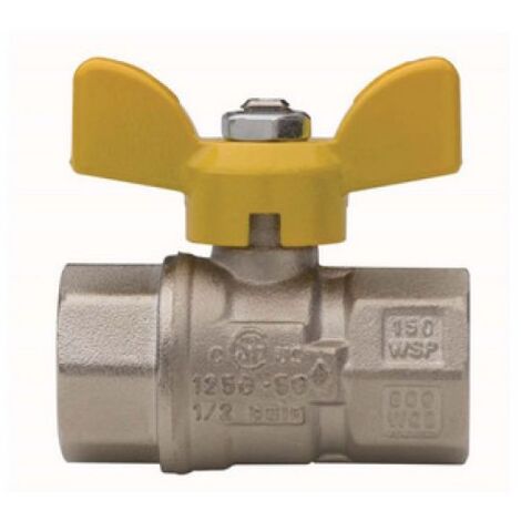 VALVOLA A SFERA PER GAS A PASSAGGIO TOTALE FIL FF CON FARFALLA 1/2&quot DN 15