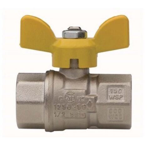 VALVOLA A SFERA PER GAS A PASSAGGIO TOTALE FIL FF CON FARFALLA 3/4" DN 20