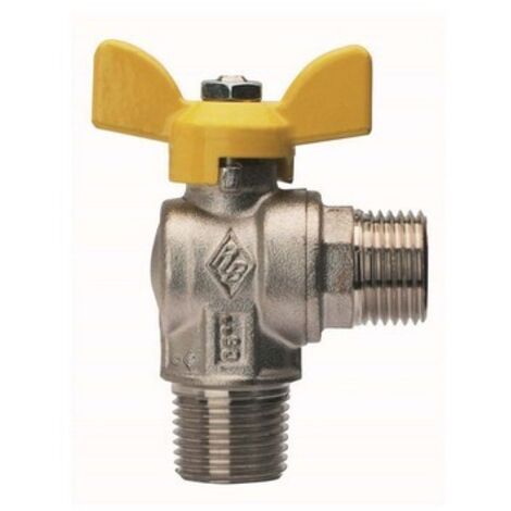 VALVOLA A SFERA PER GAS A SQUADRA, FIL. MASCHIO CON ATT. MASCHIO 1/2" x 1/2" RB
