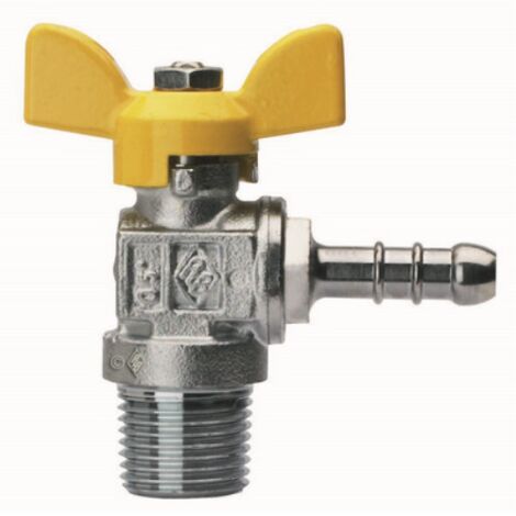 VALVOLA A SFERA PER GAS A SQUADRA FILETTATURA MASCHIO CON PORTAGOMMA 3/8" x 13 RB
