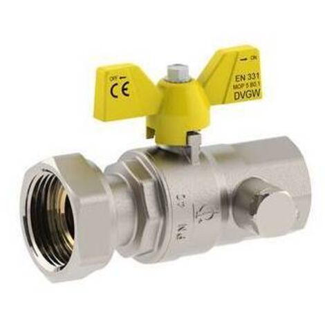 VALVOLA A SFERA PER GAS ATT. FEMMINA -DADO GIREVOLE 3/4" x 1" FIV