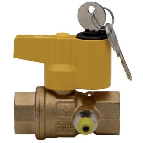 VALVOLA A SFERA PER GAS CON PUNTO PRESA PRESSIONE CON SERRATURA 3/4" DN 20 RB