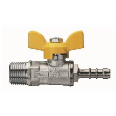 VALVOLA A SFERA PER GAS FIL. M CON PORTAGOMMA E FARFALLA IN ALLUMINIO 1/4"x11 DN 8 RB