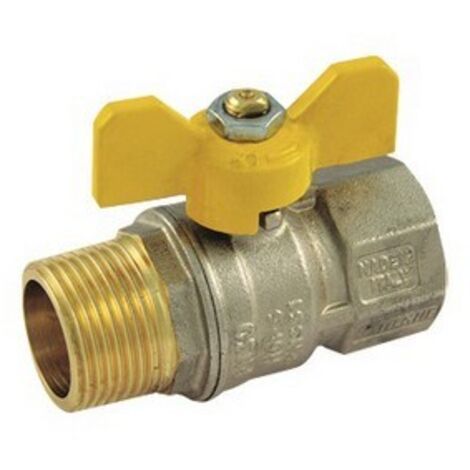 VALVOLA A SFERA PER GAS MF CON LEVA FARFALLA 3/4" DN 18