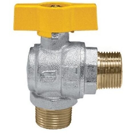 Valvola a sfera per gas VENUS a squadra MM 1/2" con farfalla gialla in alluminio 1073G264