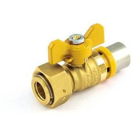 VALVOLA A SFERA PER MULTISTRATO GAS DIRITTA CON LEVA A FARFALLA Misura: 20 x 3/4"
